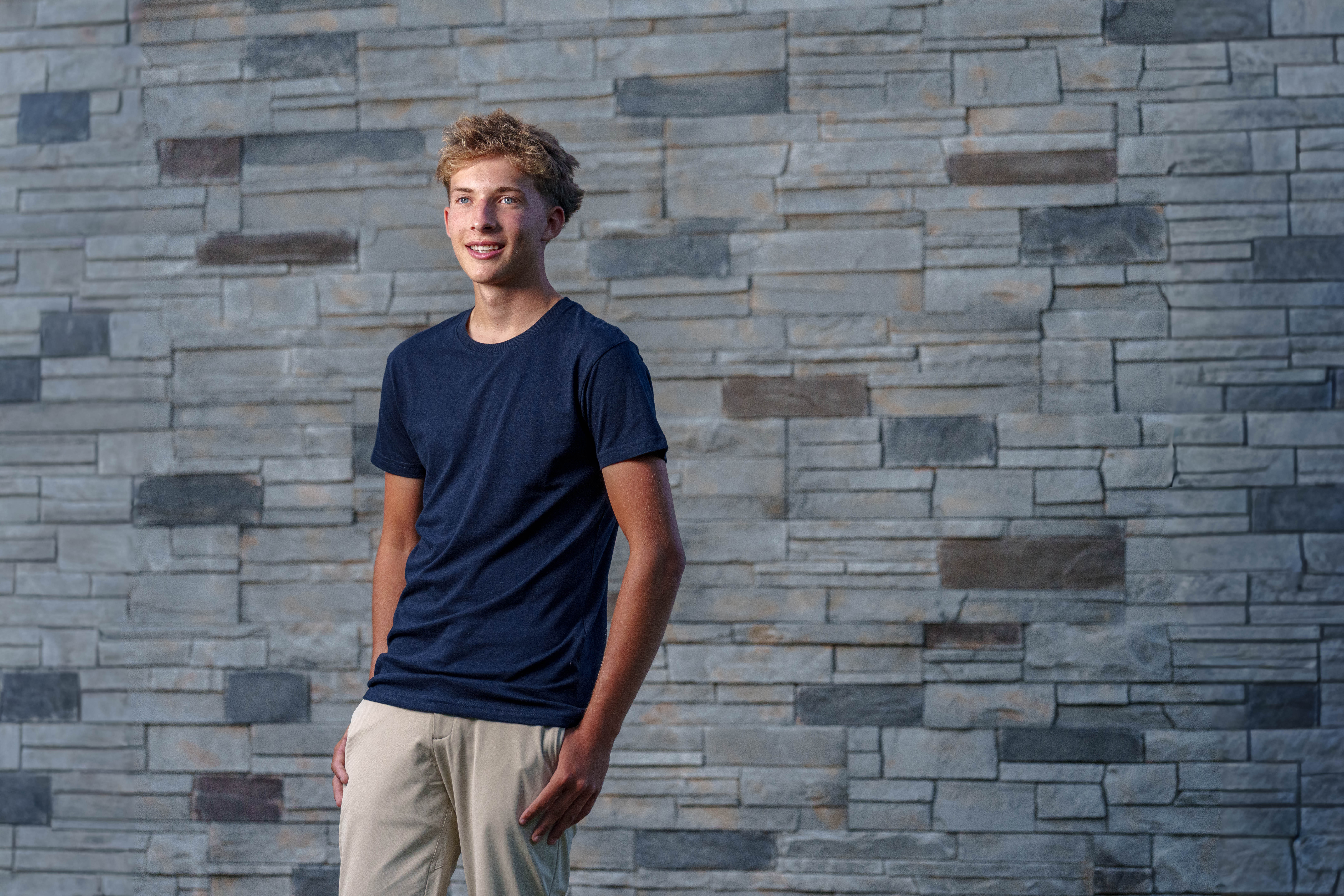 Click to View Larger Hans Brandt poses for senior photos in Monroe, Wisconsin on August 26th, 2025. Brandt will graduate in 2026. Photography by Ross Harried for Second Crop Creative.