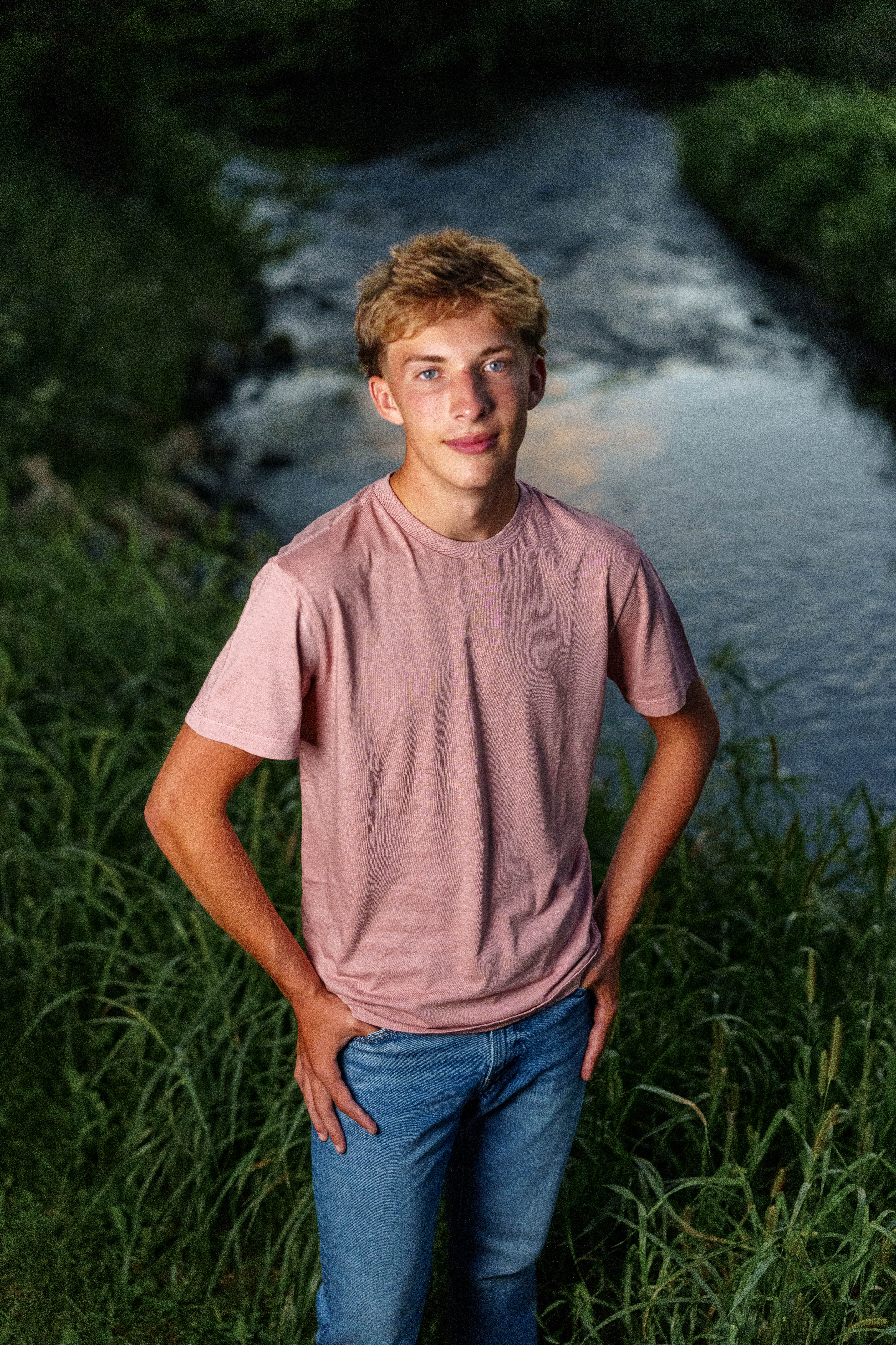 Click to View Larger Hans Brandt poses for senior photos in Monroe, Wisconsin on August 26th, 2025. Brandt will graduate in 2026. Photography by Ross Harried for Second Crop Creative.