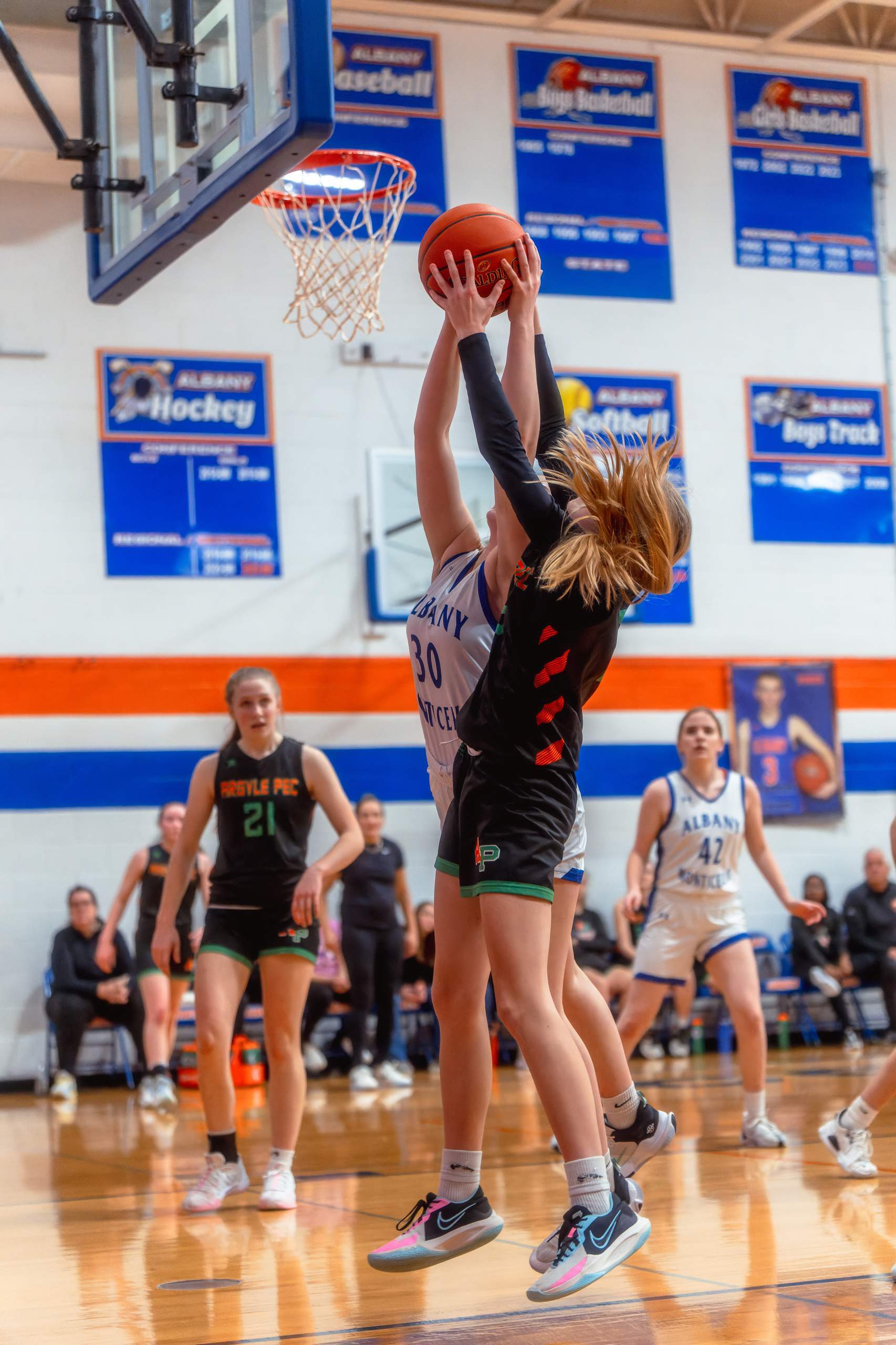 Albany/Monticello vs. Argyle/Pecatonica Girls Basketball, February 6th, 2024, photography by Ross Harried for Second Crop Sports
