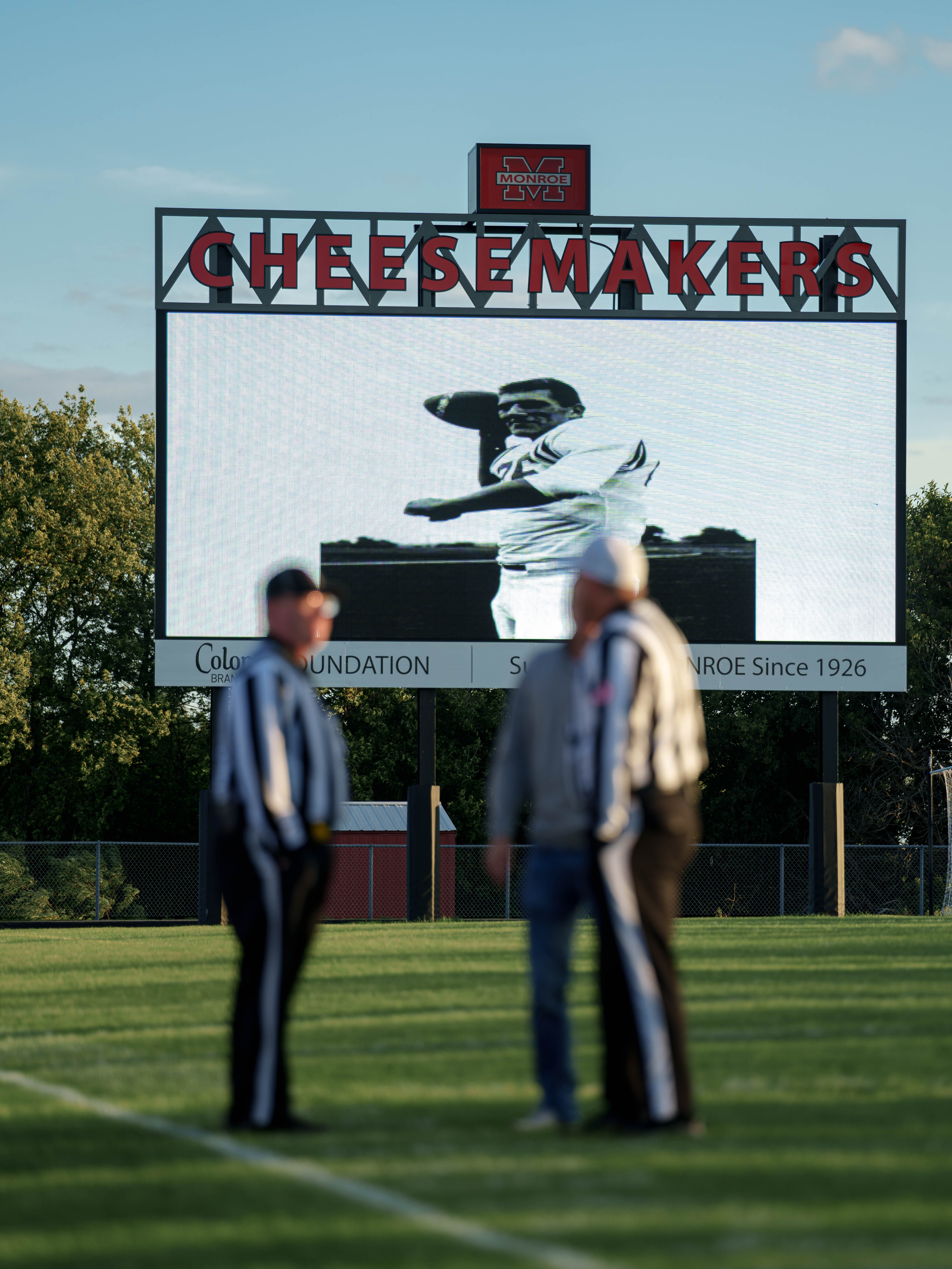 MONROE, WI – SEPTEMBER 5: A high school football game between the Monroe Cheesemakers and the Jefferson Eagles at the Monroe High School in Monroe, Wisconsin. Photography by Ross Harried for Second Crop Sports.