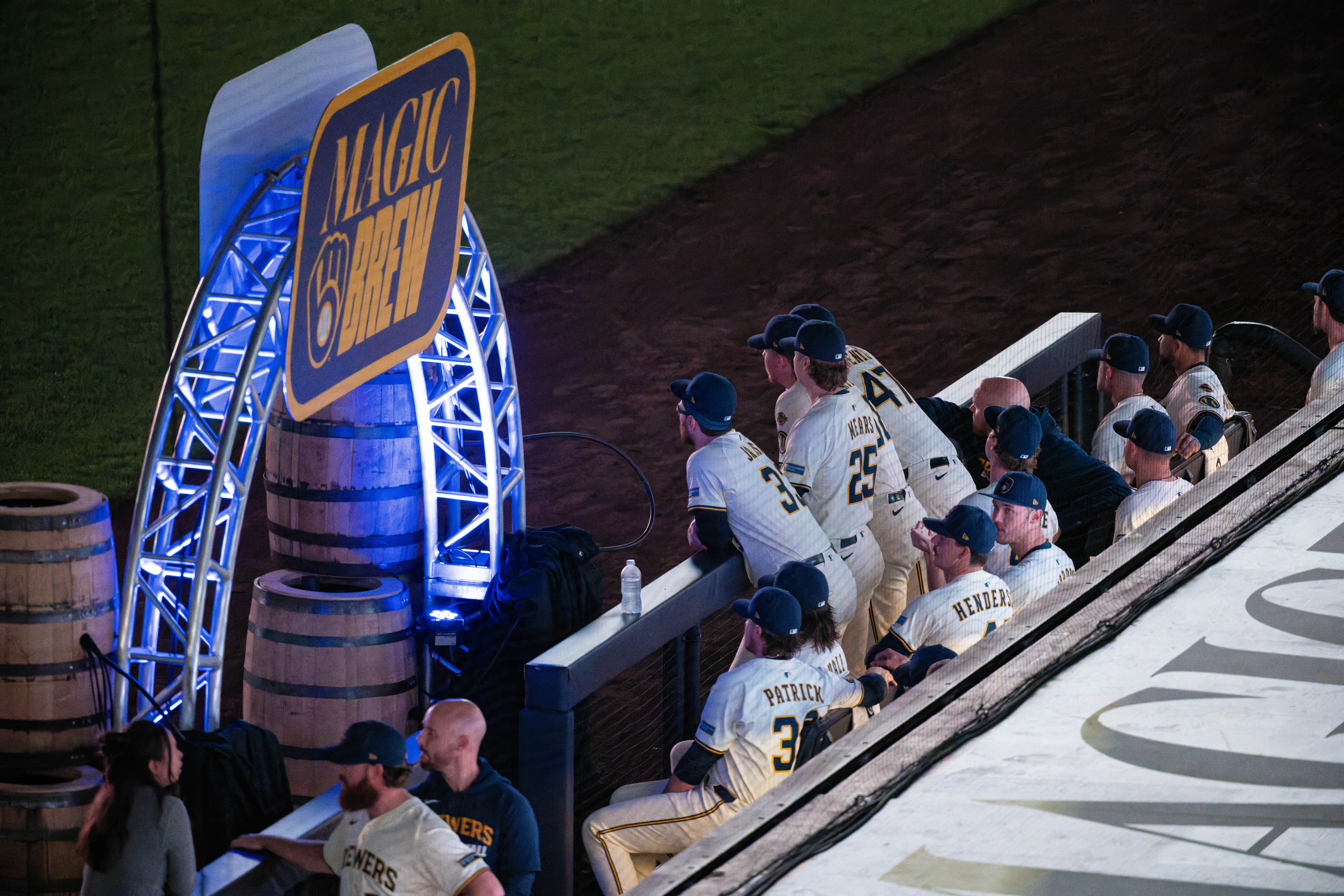 Oct 13, 2025; Milwaukee, Wisconsin, USA; Game 1 of the National League Championship Series between the Milwaukee Brewers and the Los Angeles Dodgers at American Family Field on October 13, 2025 in Milwaukee, Wisconsin. Photography by Ross Harried for Second Crop Sports.