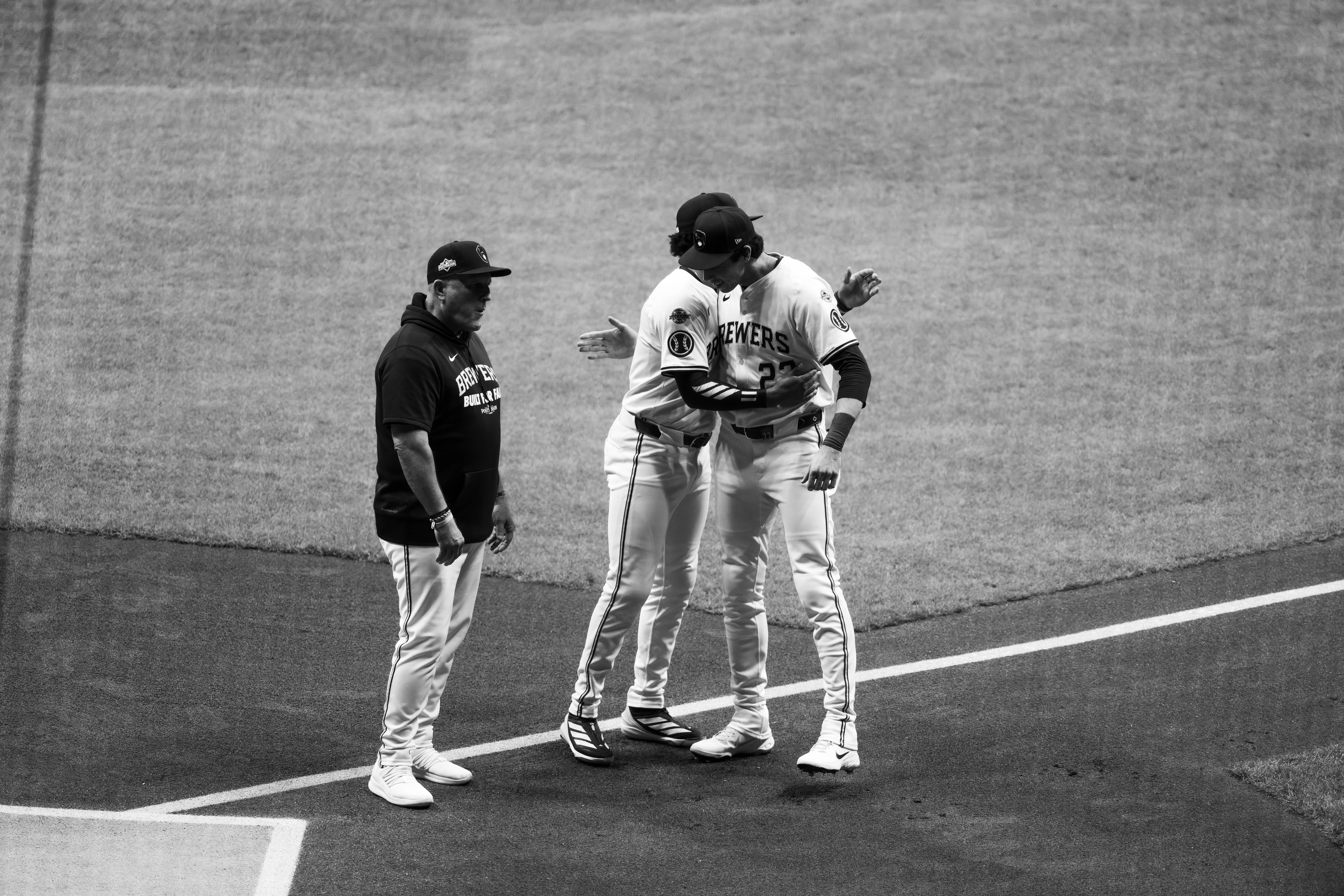 Oct 13, 2025; Milwaukee, Wisconsin, USA; Game 1 of the National League Championship Series between the Milwaukee Brewers and the Los Angeles Dodgers at American Family Field on October 13, 2025 in Milwaukee, Wisconsin. Photography by Ross Harried for Second Crop Sports.