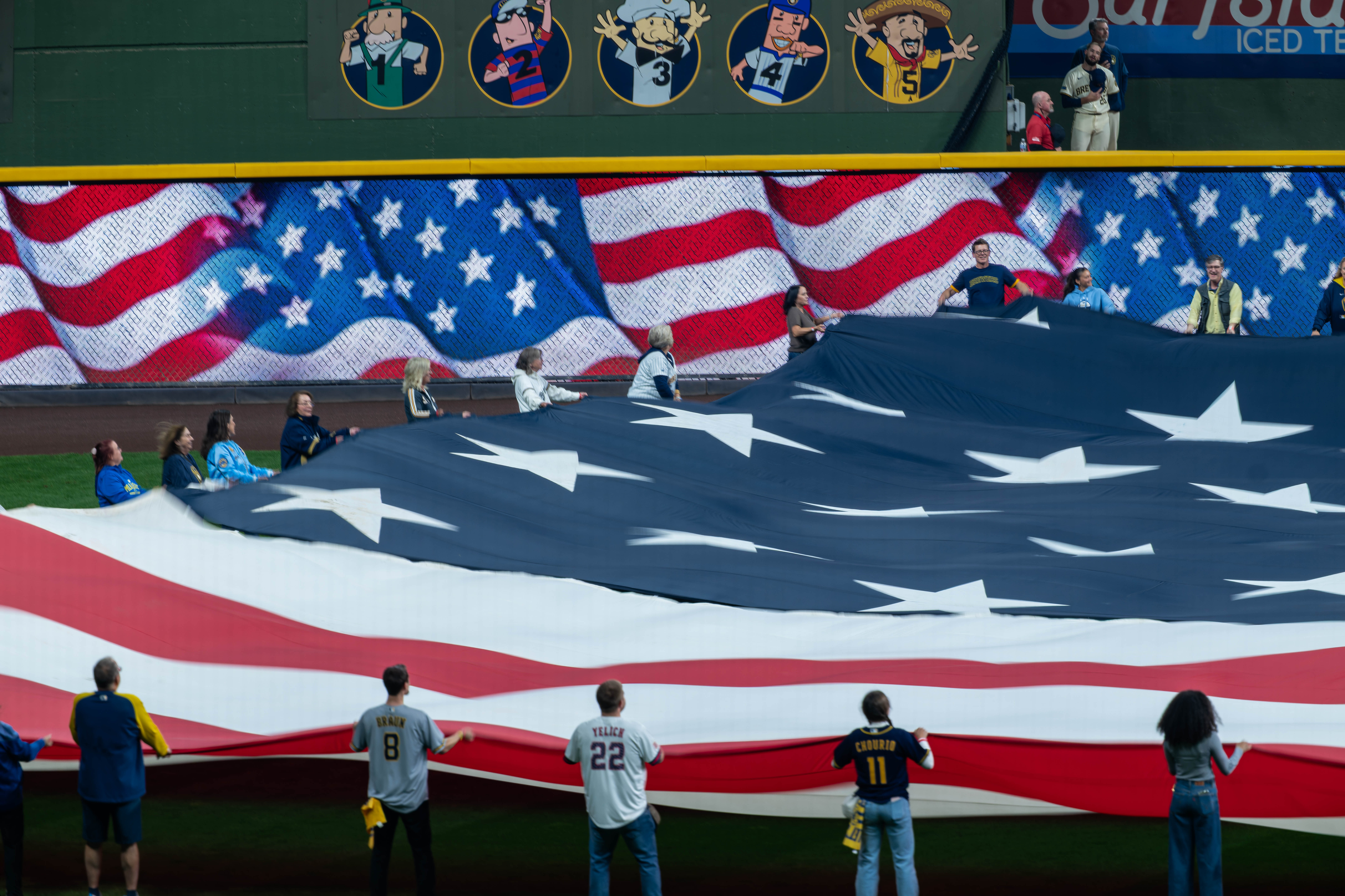 Oct 13, 2025; Milwaukee, Wisconsin, USA; Game 1 of the National League Championship Series between the Milwaukee Brewers and the Los Angeles Dodgers at American Family Field on October 13, 2025 in Milwaukee, Wisconsin. Photography by Ross Harried for Second Crop Sports.