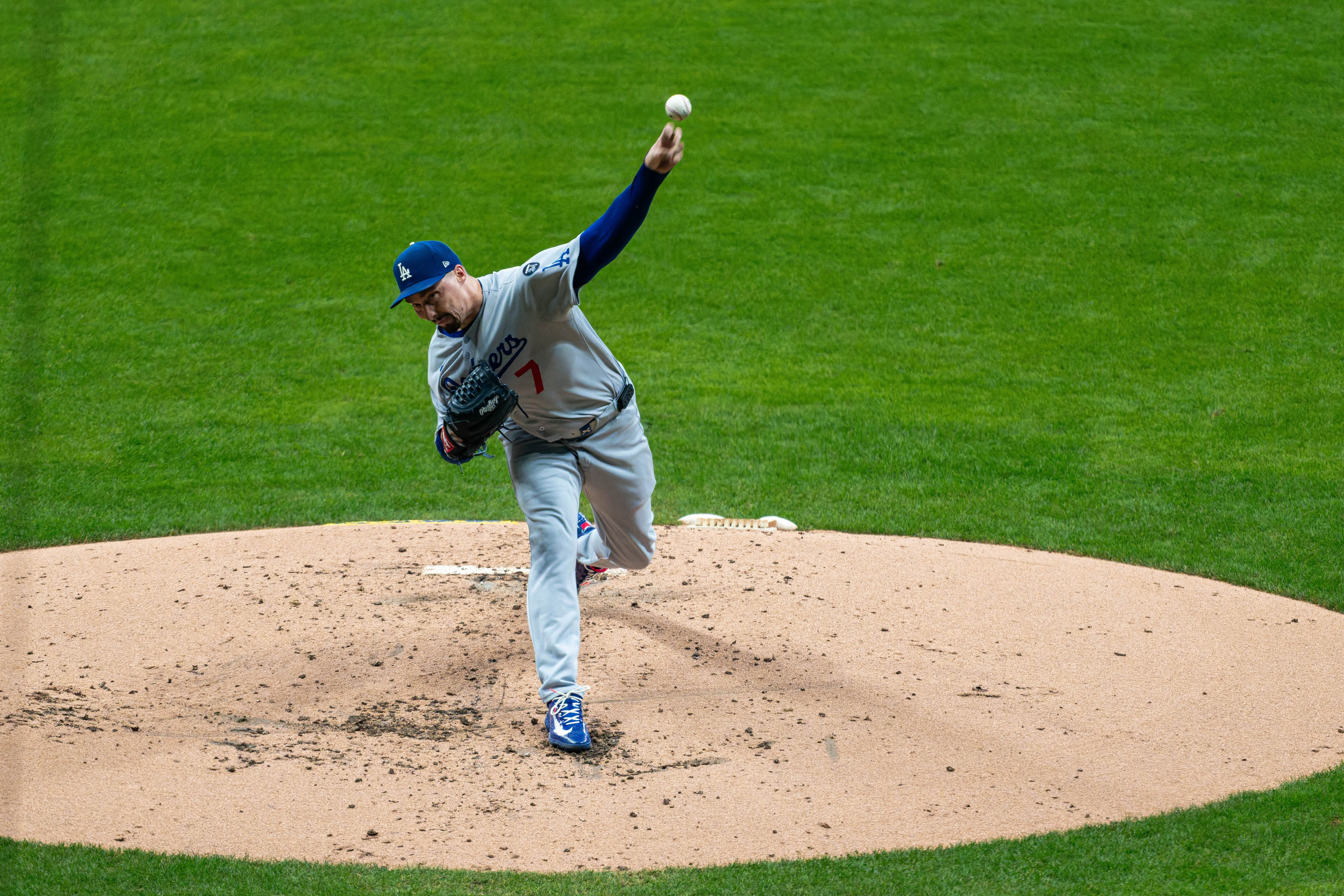 Oct 13, 2025; Milwaukee, Wisconsin, USA; Game 1 of the National League Championship Series between the Milwaukee Brewers and the Los Angeles Dodgers at American Family Field on October 13, 2025 in Milwaukee, Wisconsin. Photography by Ross Harried for Second Crop Sports.