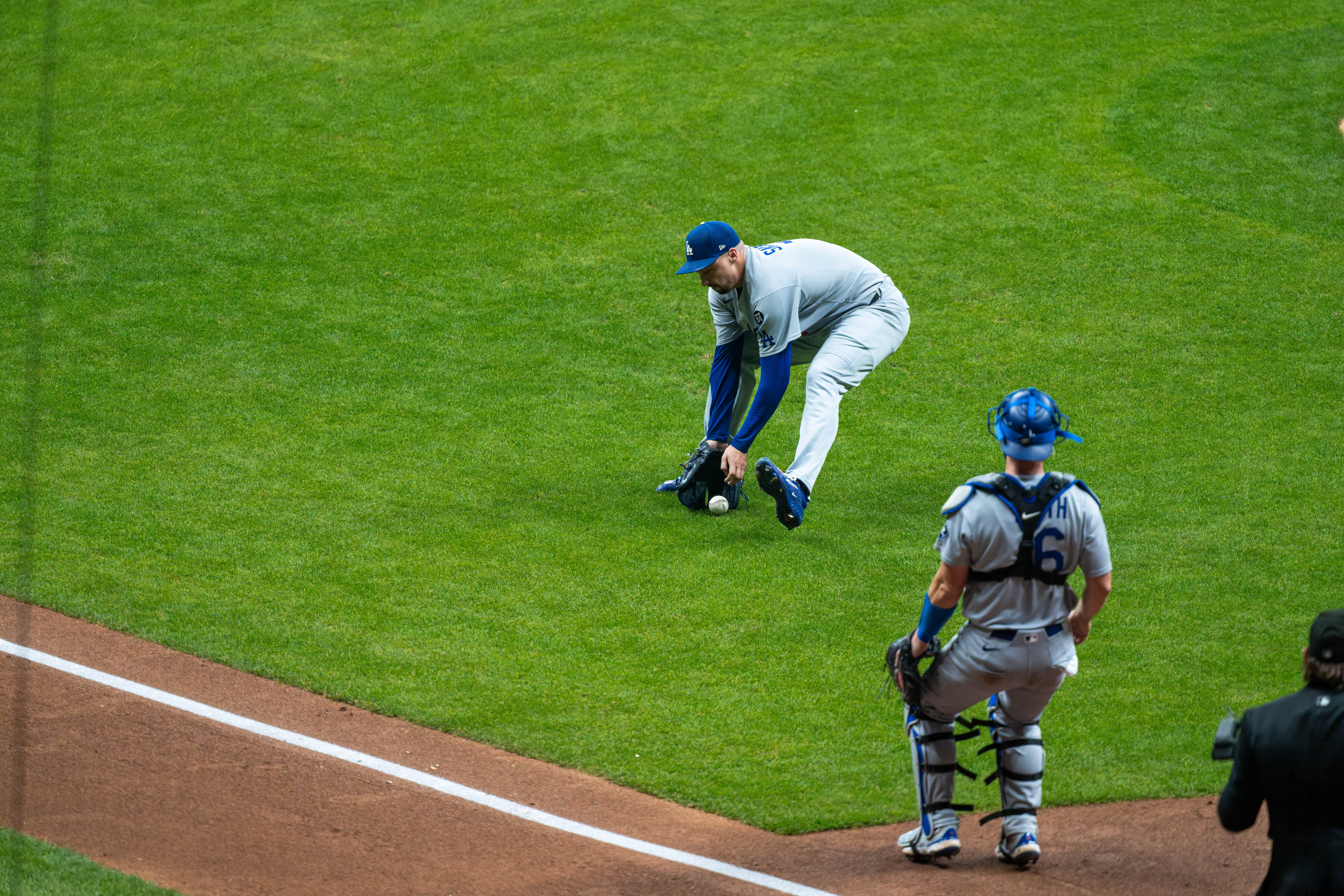 Oct 13, 2025; Milwaukee, Wisconsin, USA; Game 1 of the National League Championship Series between the Milwaukee Brewers and the Los Angeles Dodgers at American Family Field on October 13, 2025 in Milwaukee, Wisconsin. Photography by Ross Harried for Second Crop Sports.