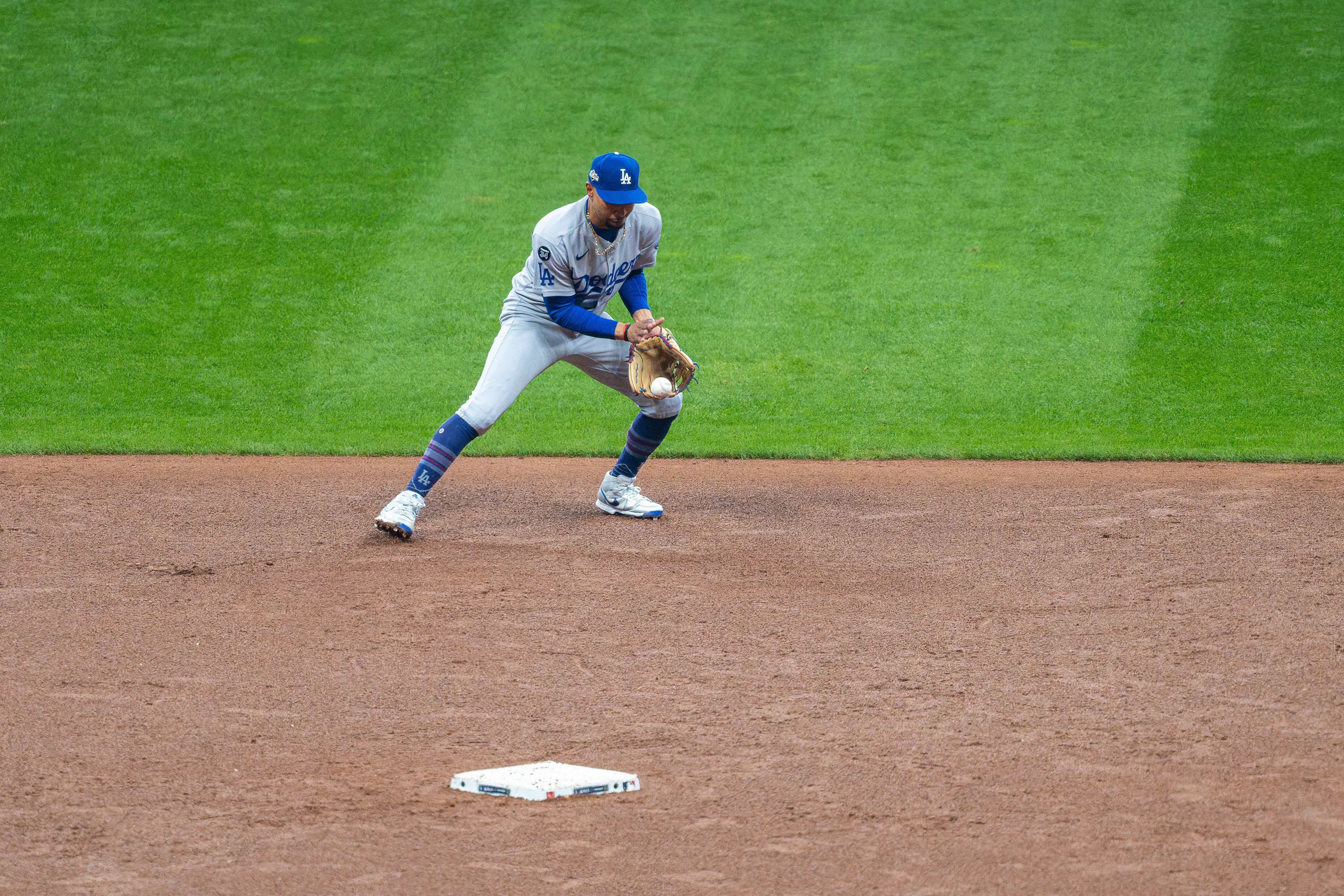 Oct 13, 2025; Milwaukee, Wisconsin, USA; Game 1 of the National League Championship Series between the Milwaukee Brewers and the Los Angeles Dodgers at American Family Field on October 13, 2025 in Milwaukee, Wisconsin. Photography by Ross Harried for Second Crop Sports.