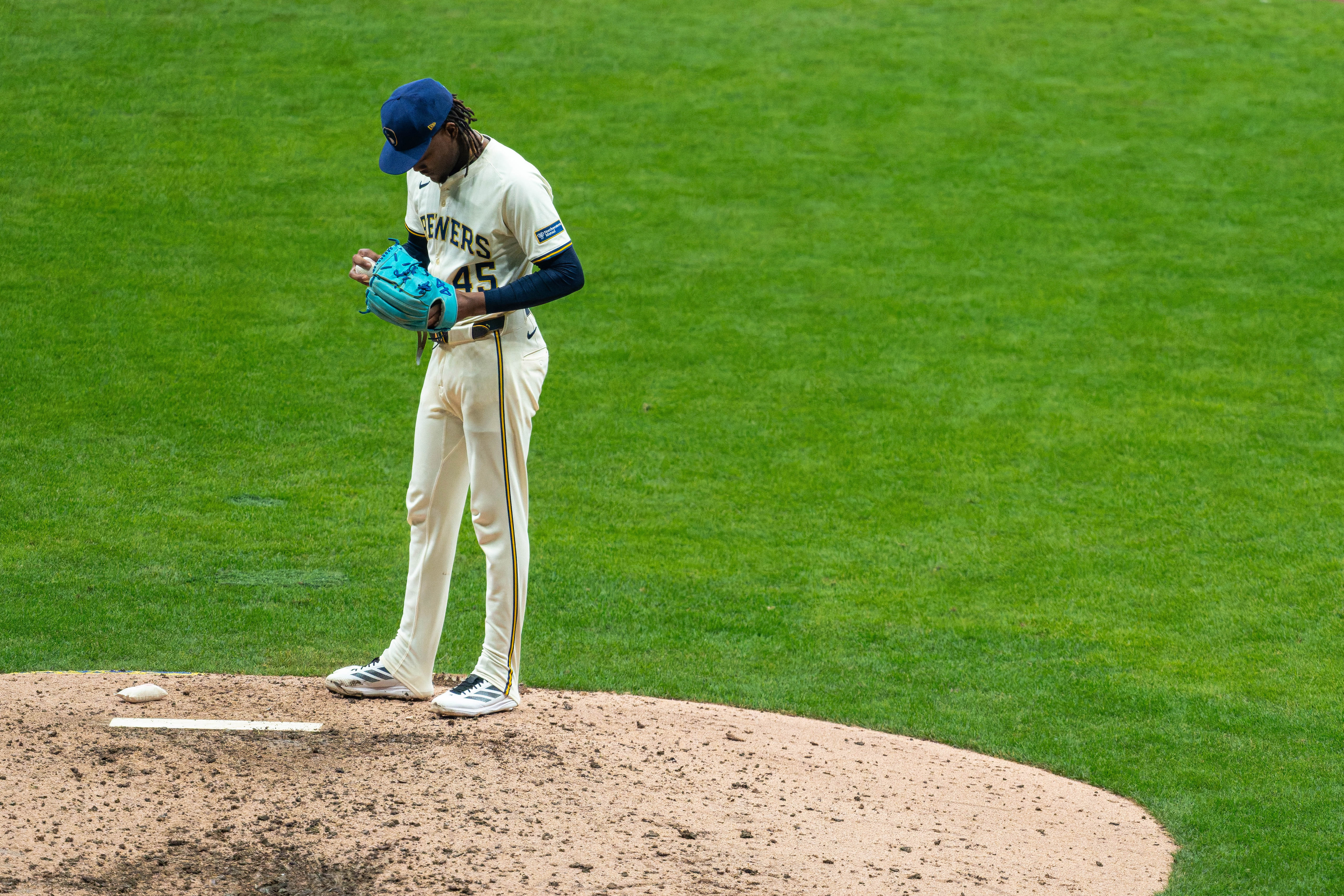 Oct 13, 2025; Milwaukee, Wisconsin, USA; Game 1 of the National League Championship Series between the Milwaukee Brewers and the Los Angeles Dodgers at American Family Field on October 13, 2025 in Milwaukee, Wisconsin. Photography by Ross Harried for Second Crop Sports.