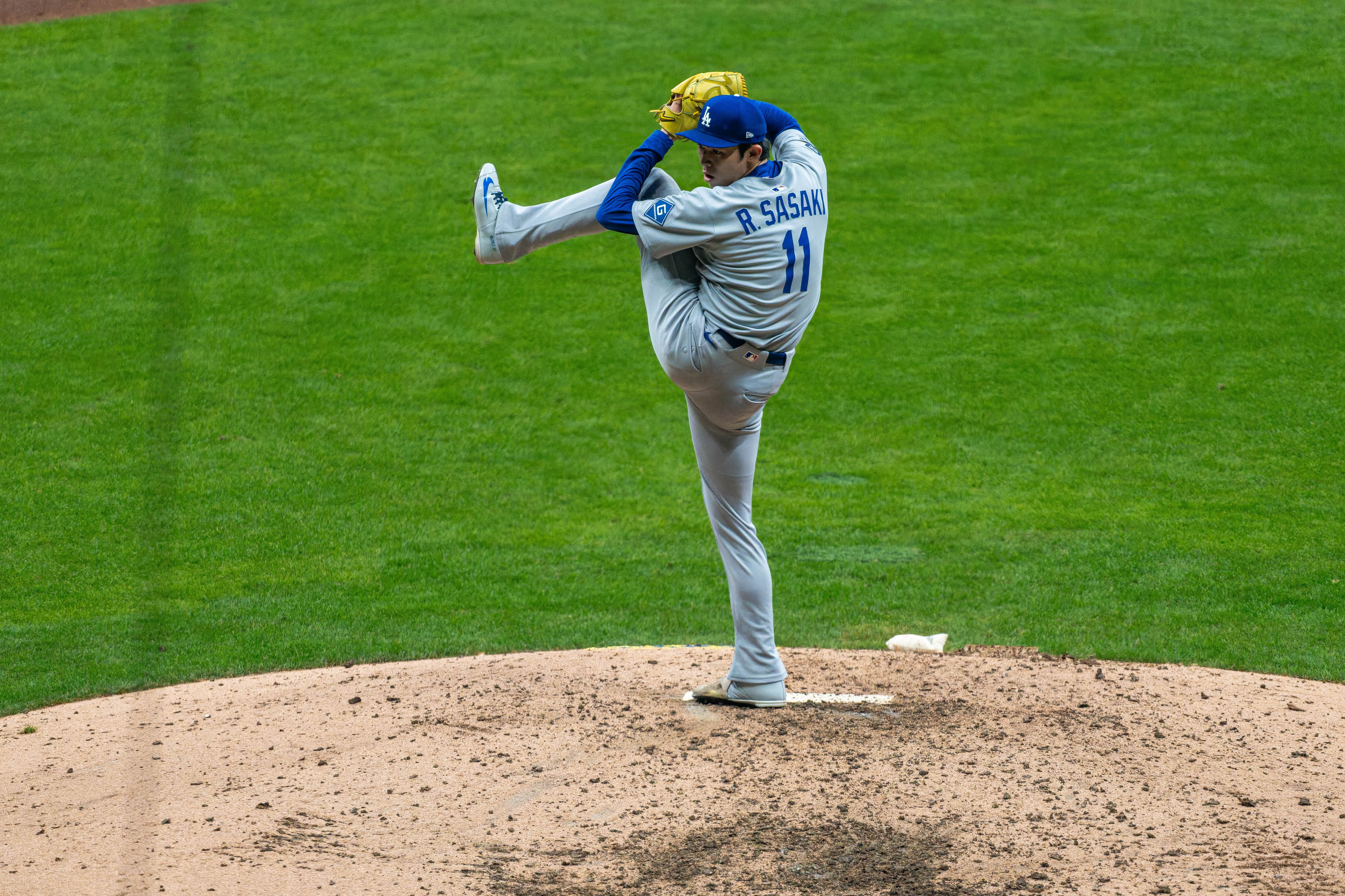Oct 13, 2025; Milwaukee, Wisconsin, USA; Game 1 of the National League Championship Series between the Milwaukee Brewers and the Los Angeles Dodgers at American Family Field on October 13, 2025 in Milwaukee, Wisconsin. Photography by Ross Harried for Second Crop Sports.