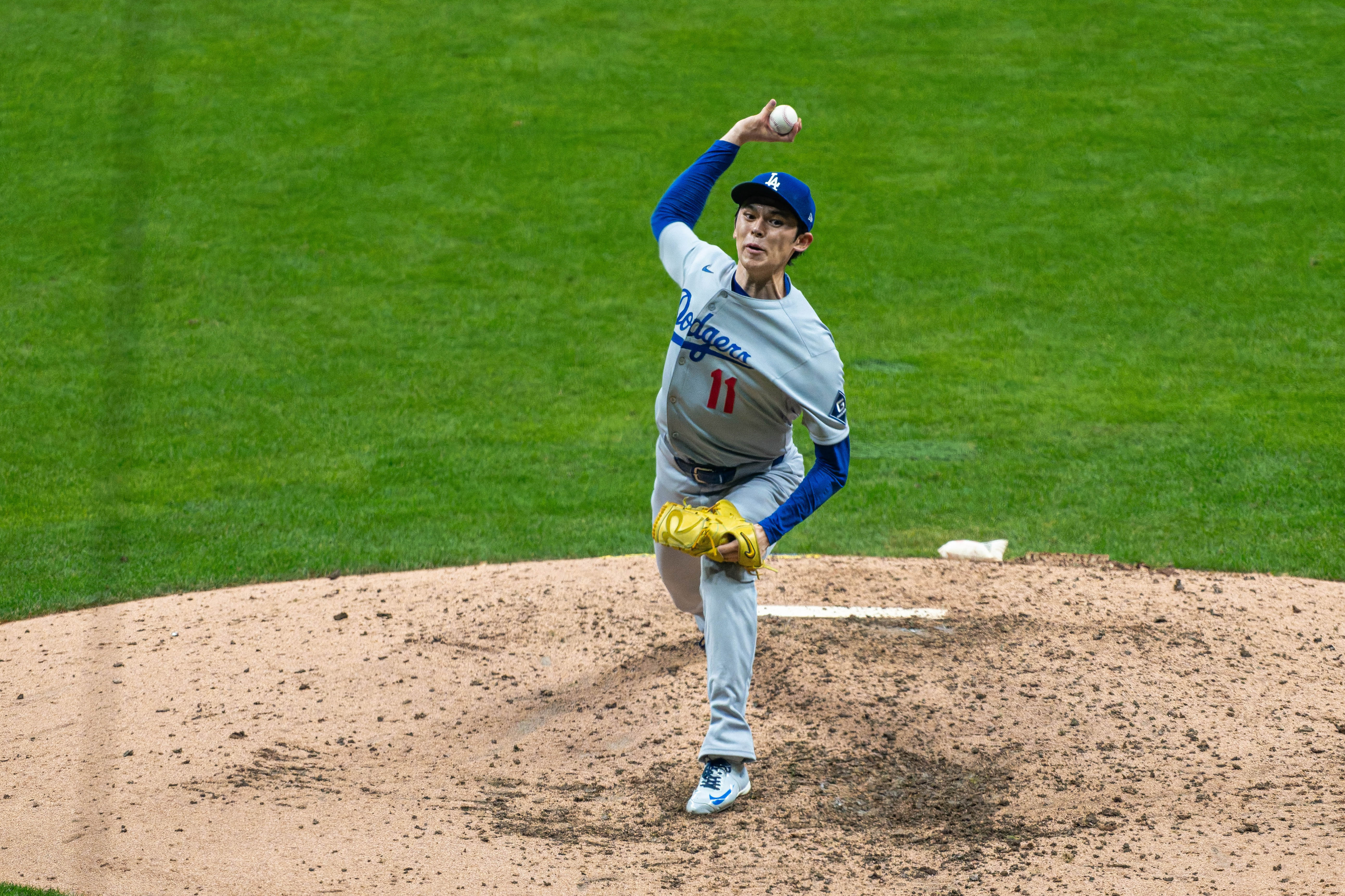 Oct 13, 2025; Milwaukee, Wisconsin, USA; Game 1 of the National League Championship Series between the Milwaukee Brewers and the Los Angeles Dodgers at American Family Field on October 13, 2025 in Milwaukee, Wisconsin. Photography by Ross Harried for Second Crop Sports.