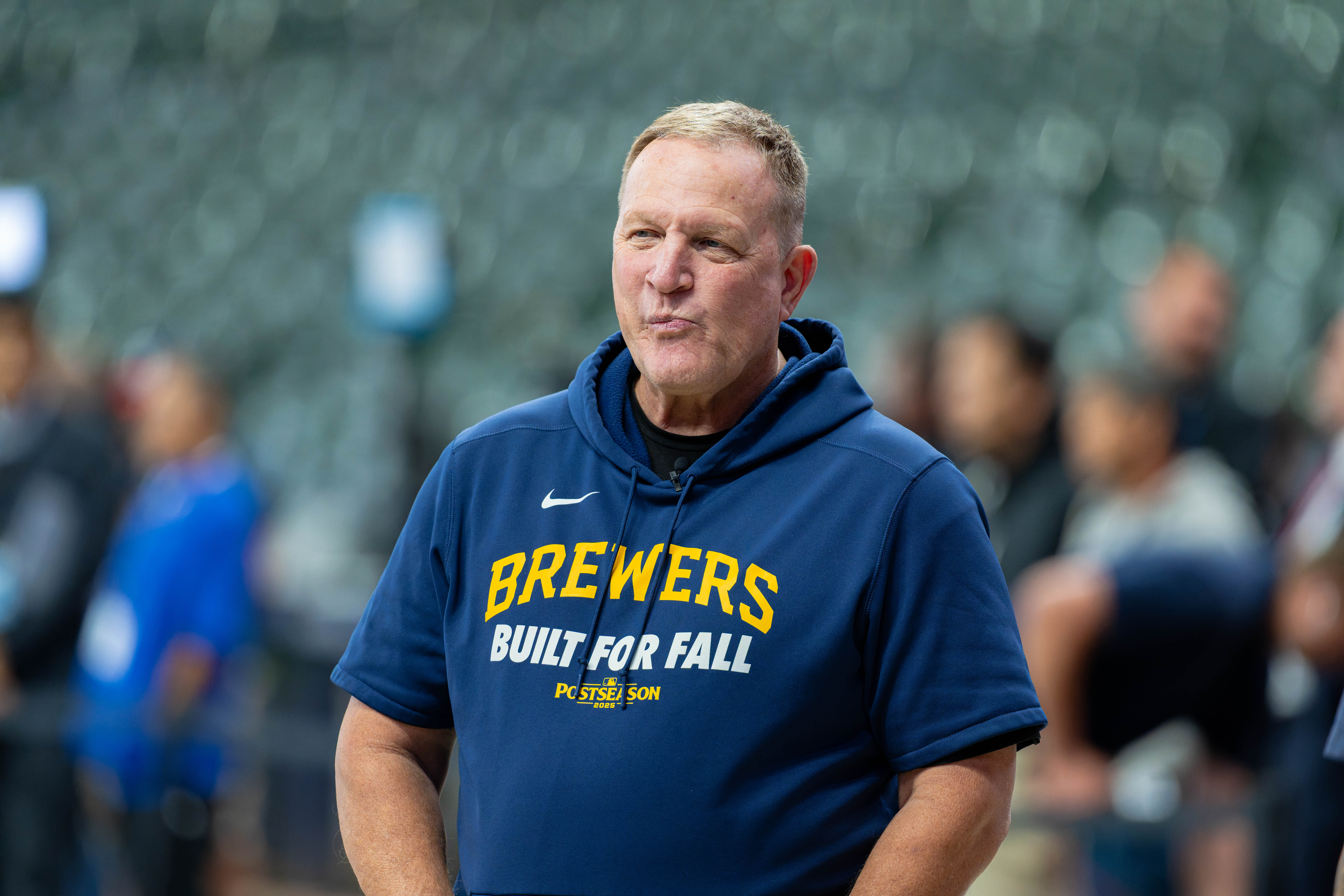 Oct 14, 2025; Milwaukee, Wisconsin, USA; Game 2 of the National League Championship Series between the Milwaukee Brewers and the Los Angeles Dodgers at American Family Field on October 14, 2025 in Milwaukee, Wisconsin. Photography by Ross Harried for European Pressphoto.