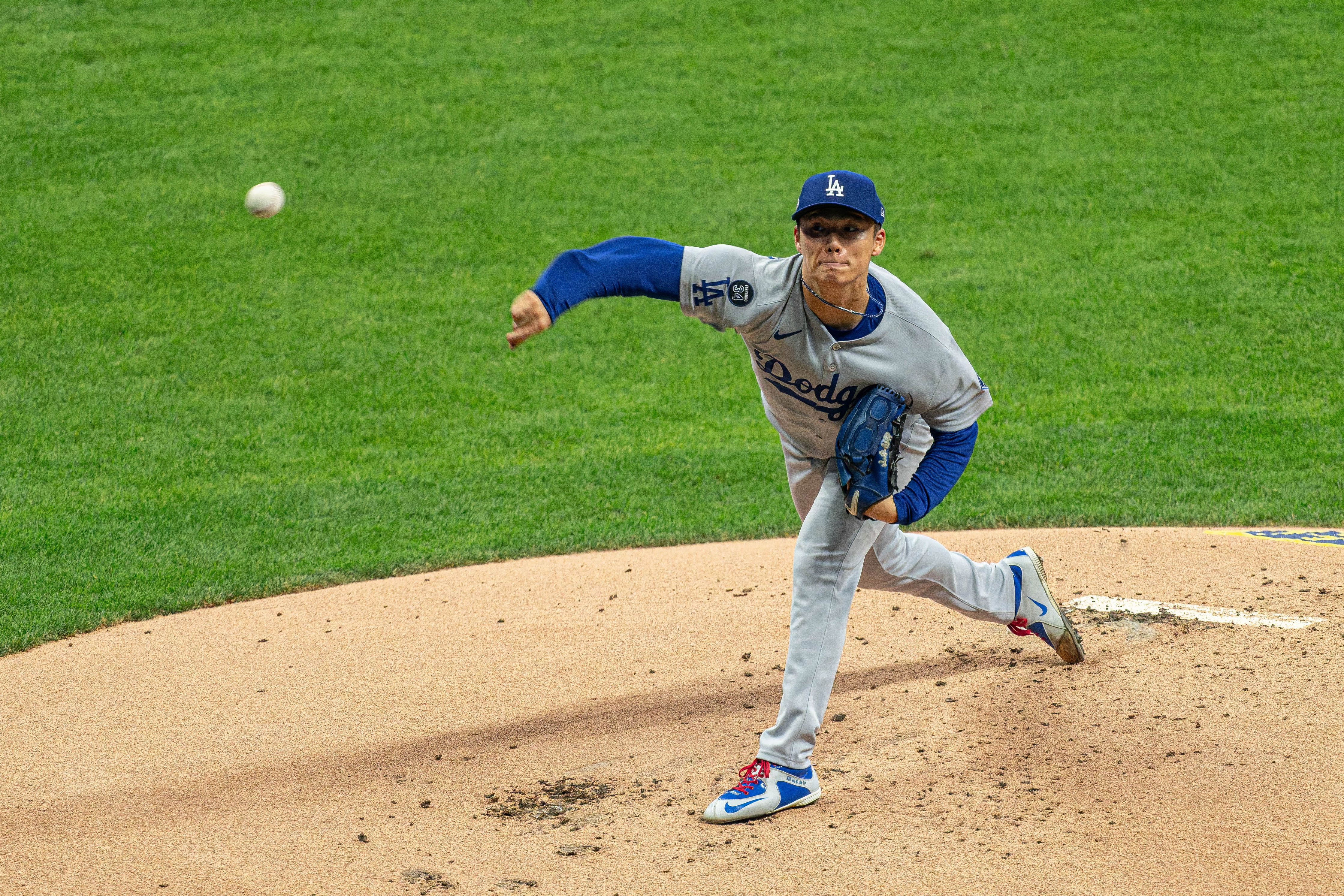 Oct 14, 2025; Milwaukee, Wisconsin, USA; Game 2 of the National League Championship Series between the Milwaukee Brewers and the Los Angeles Dodgers at American Family Field on October 14, 2025 in Milwaukee, Wisconsin. Photography by Ross Harried for European Pressphoto.