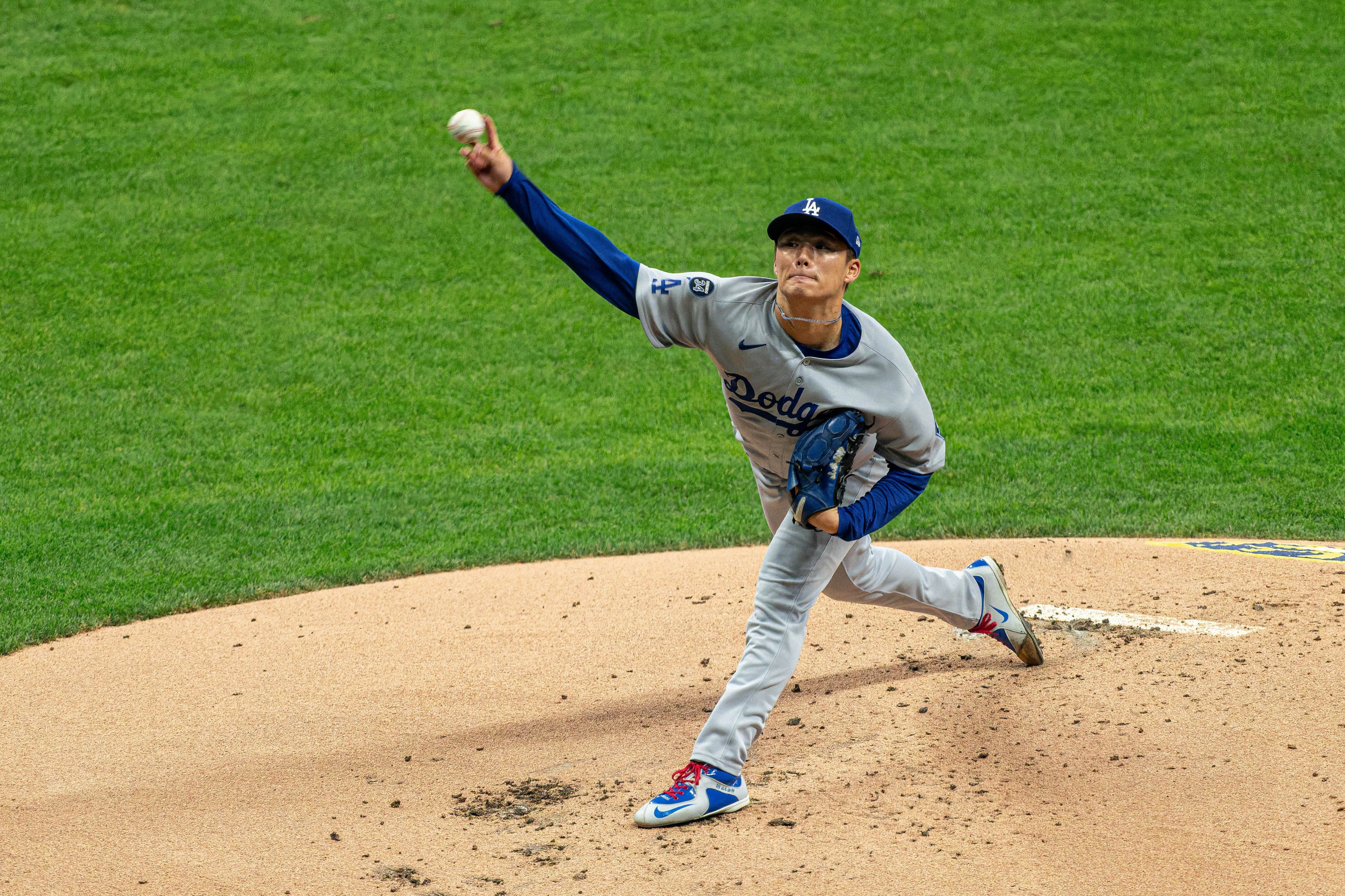Oct 14, 2025; Milwaukee, Wisconsin, USA; Game 2 of the National League Championship Series between the Milwaukee Brewers and the Los Angeles Dodgers at American Family Field on October 14, 2025 in Milwaukee, Wisconsin. Photography by Ross Harried for European Pressphoto.