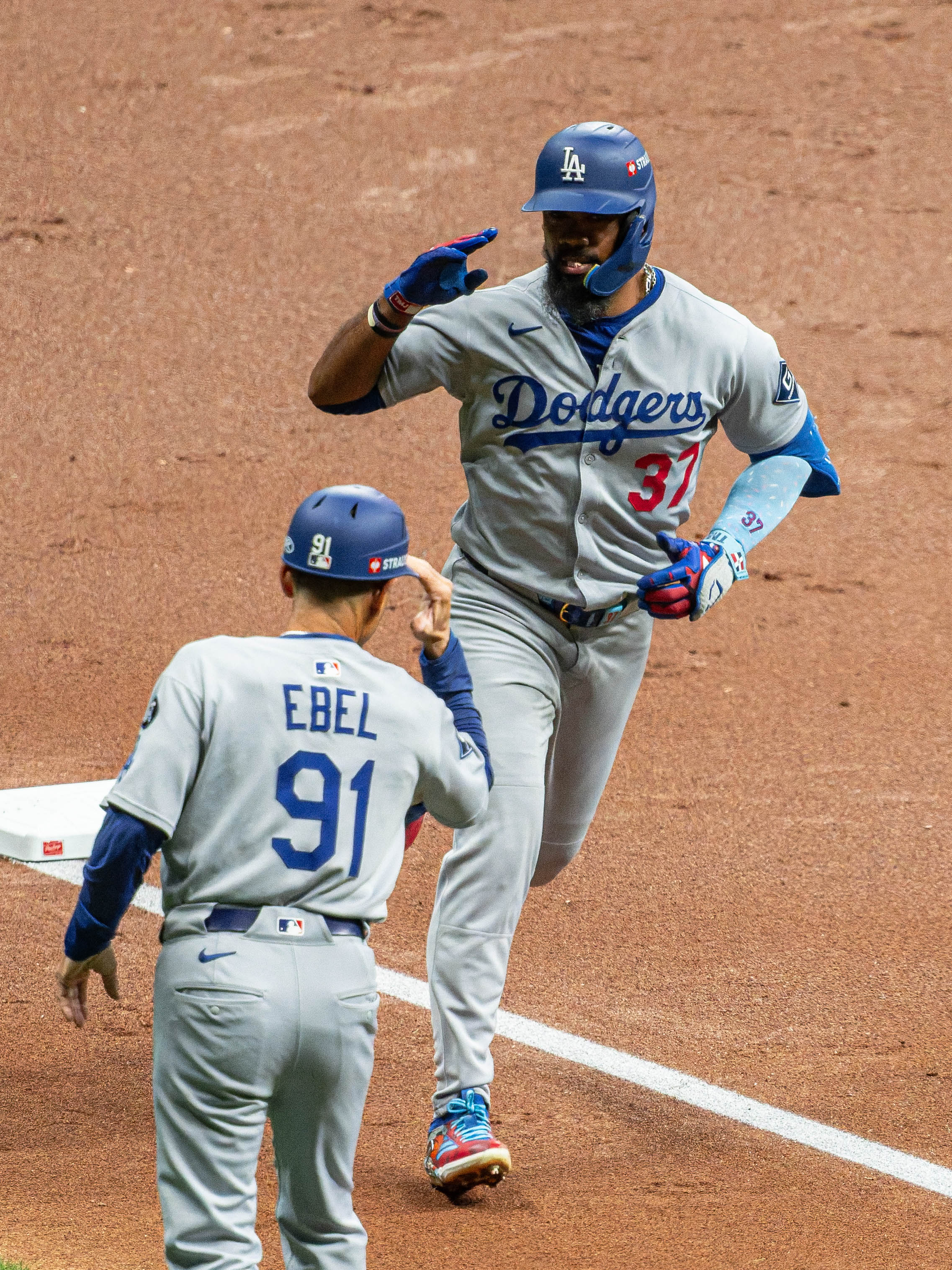 Oct 14, 2025; Milwaukee, Wisconsin, USA; Game 2 of the National League Championship Series between the Milwaukee Brewers and the Los Angeles Dodgers at American Family Field on October 14, 2025 in Milwaukee, Wisconsin. Photography by Ross Harried for European Pressphoto.