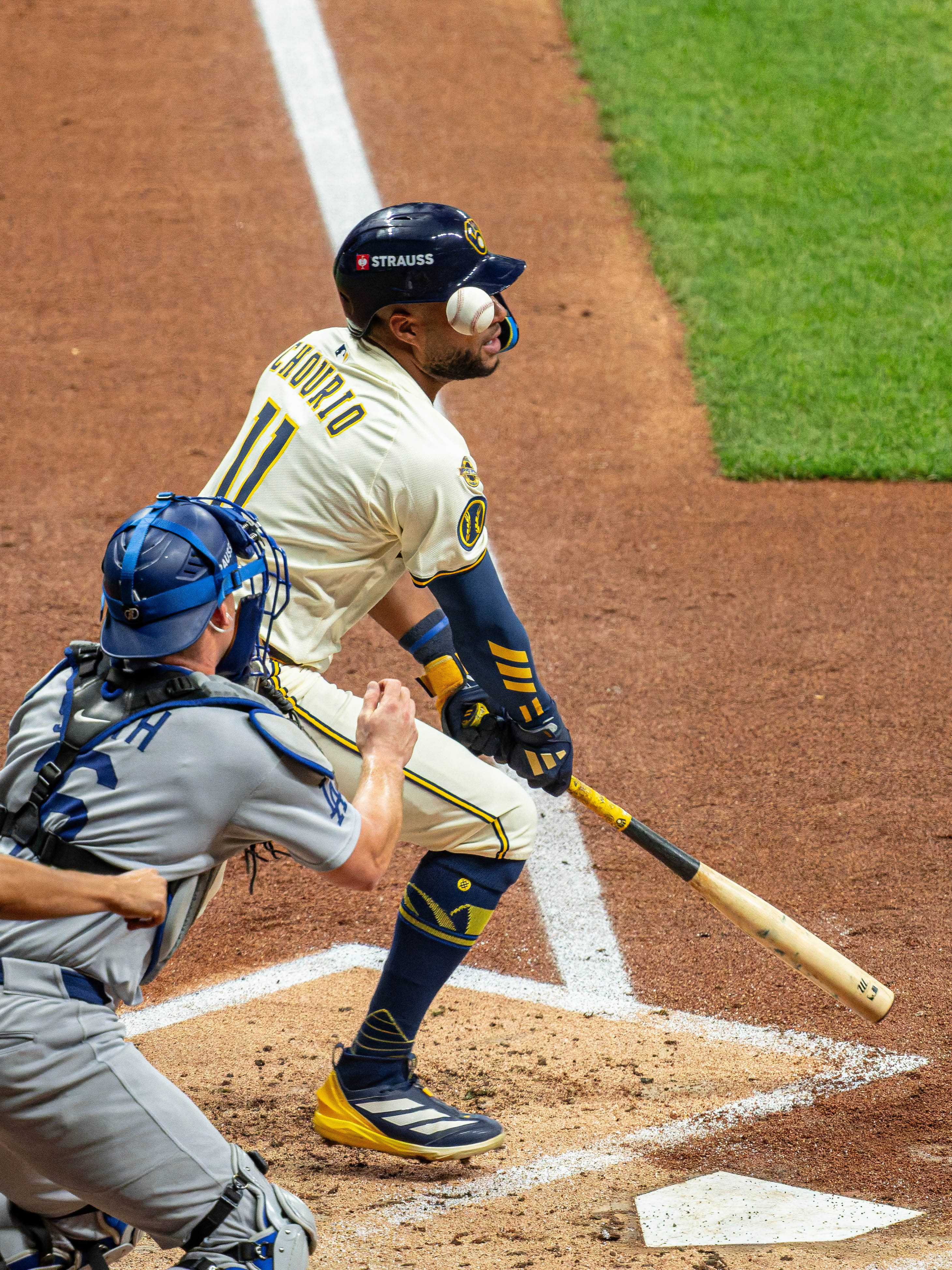 Oct 14, 2025; Milwaukee, Wisconsin, USA; Game 2 of the National League Championship Series between the Milwaukee Brewers and the Los Angeles Dodgers at American Family Field on October 14, 2025 in Milwaukee, Wisconsin. Photography by Ross Harried for European Pressphoto.
