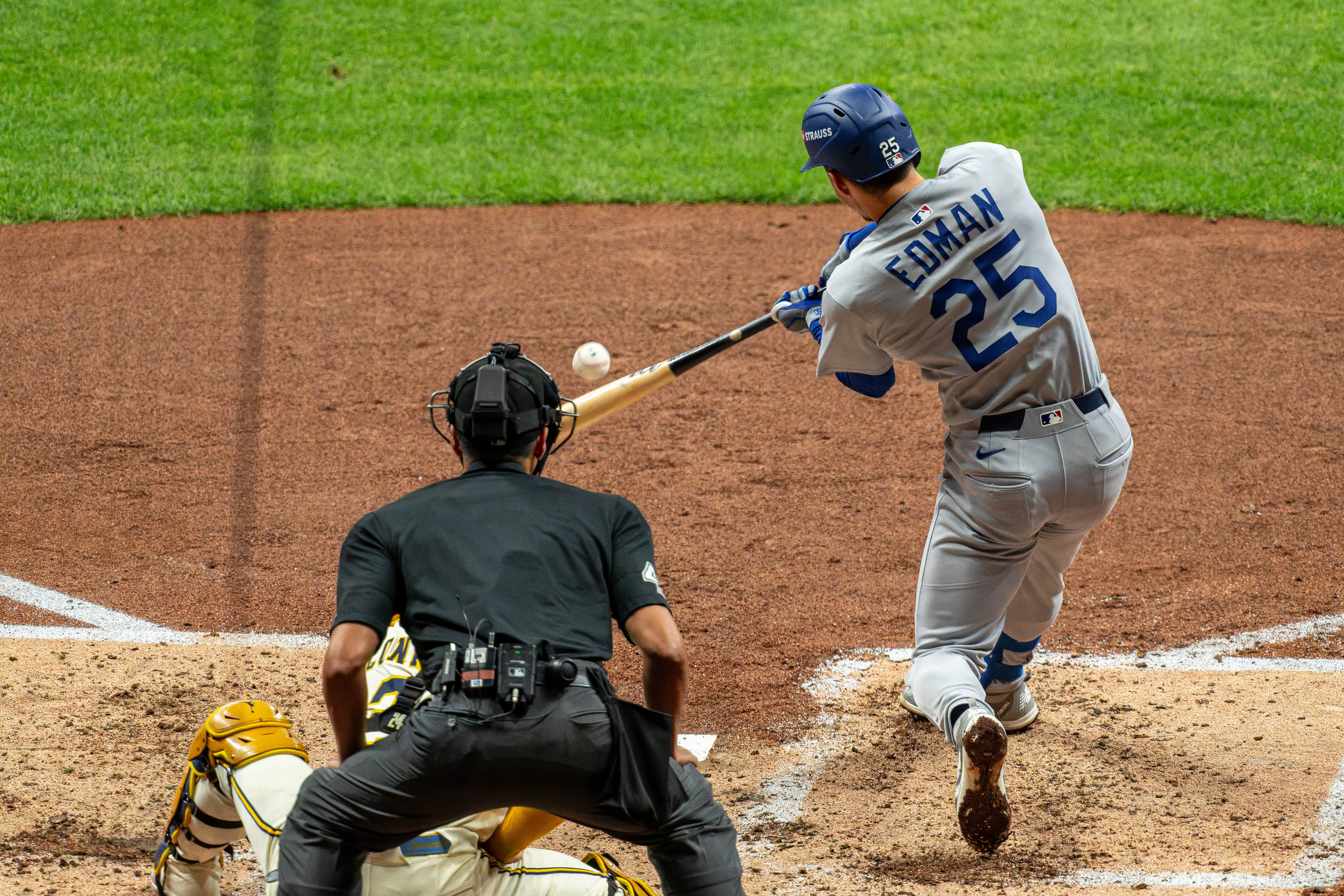 Oct 14, 2025; Milwaukee, Wisconsin, USA; Game 2 of the National League Championship Series between the Milwaukee Brewers and the Los Angeles Dodgers at American Family Field on October 14, 2025 in Milwaukee, Wisconsin. Photography by Ross Harried for European Pressphoto.