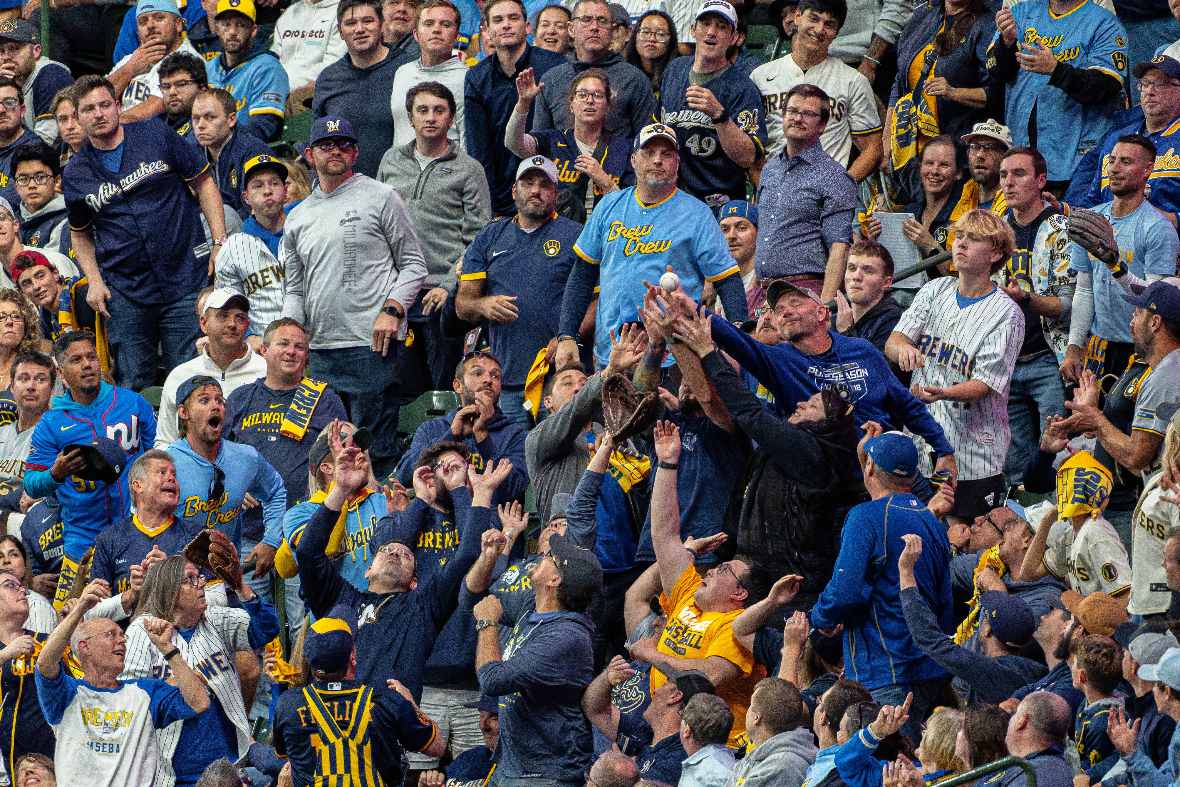 Oct 14, 2025; Milwaukee, Wisconsin, USA; Game 2 of the National League Championship Series between the Milwaukee Brewers and the Los Angeles Dodgers at American Family Field on October 14, 2025 in Milwaukee, Wisconsin. Photography by Ross Harried for European Pressphoto.