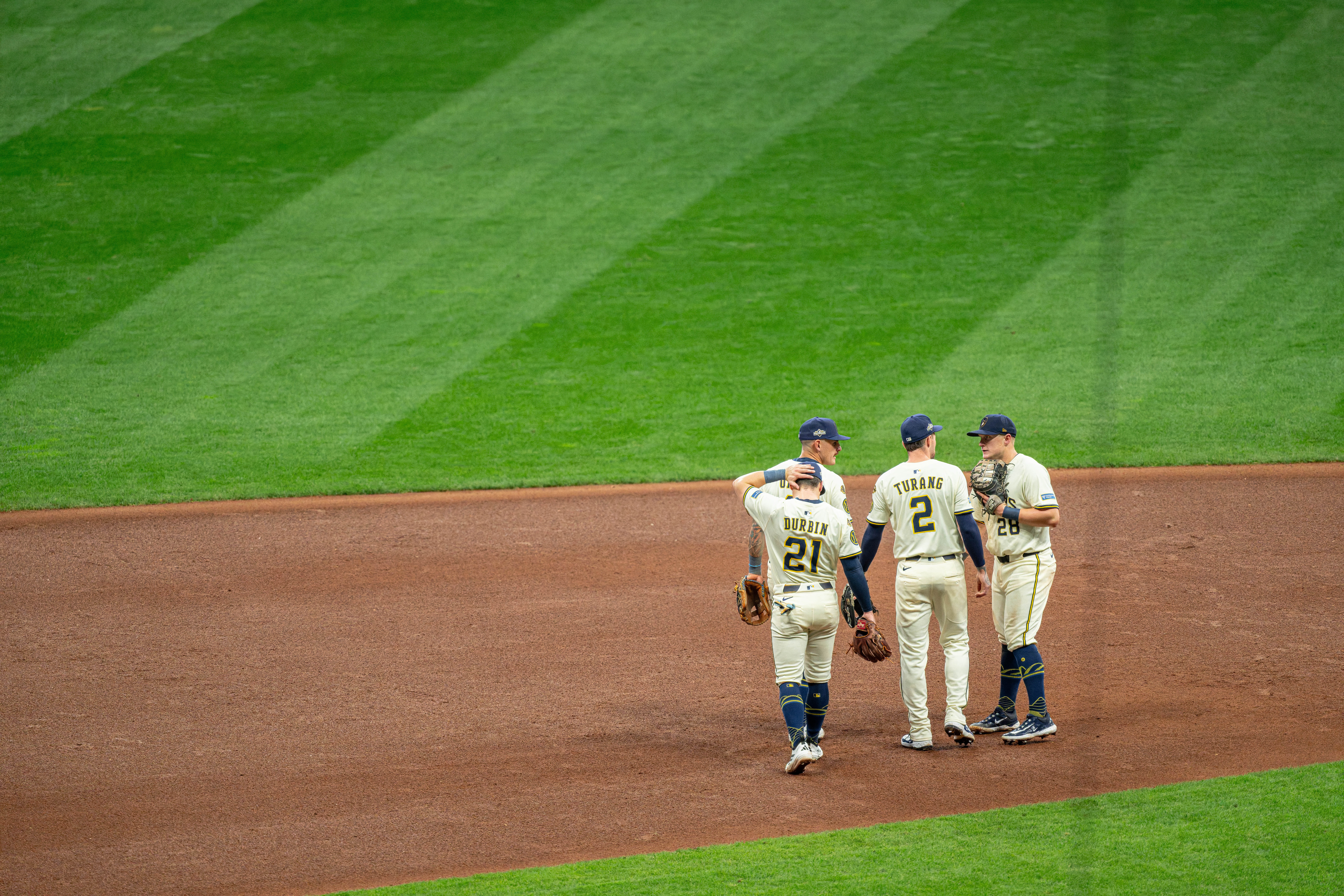 Oct 14, 2025; Milwaukee, Wisconsin, USA; Game 2 of the National League Championship Series between the Milwaukee Brewers and the Los Angeles Dodgers at American Family Field on October 14, 2025 in Milwaukee, Wisconsin. Photography by Ross Harried for European Pressphoto.