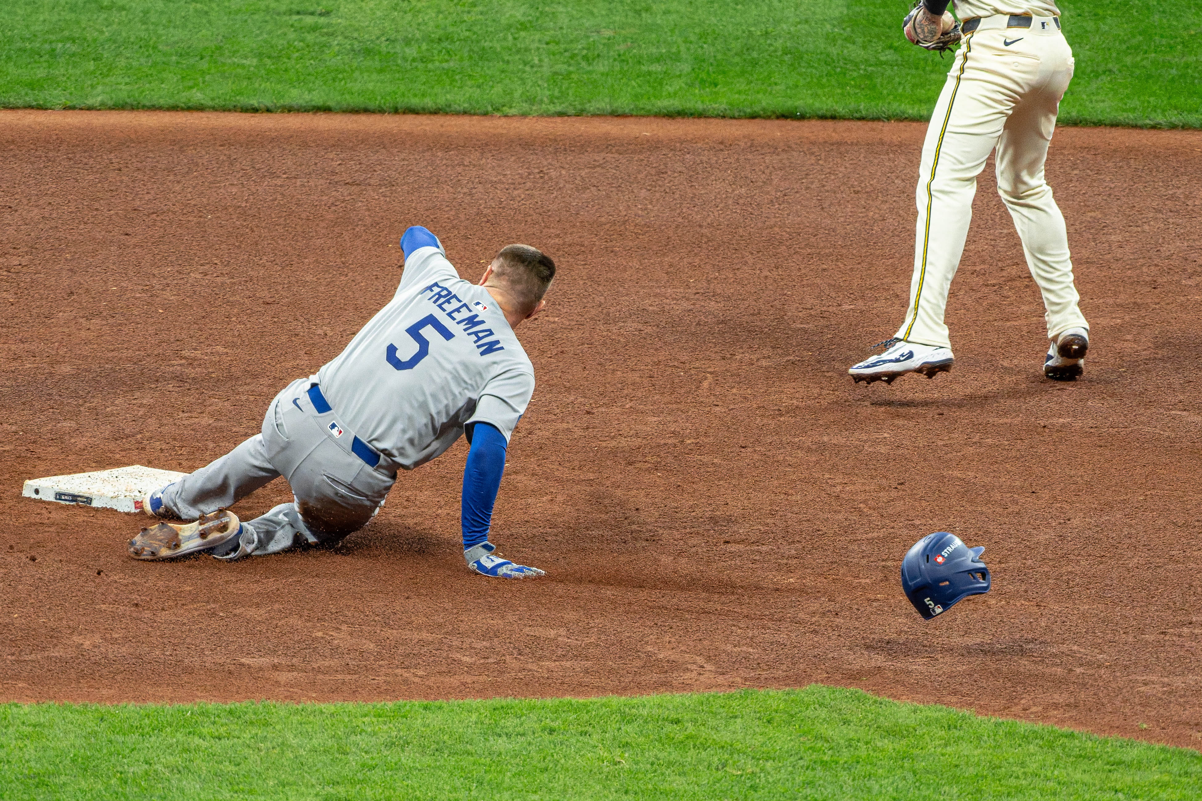 Oct 14, 2025; Milwaukee, Wisconsin, USA; Game 2 of the National League Championship Series between the Milwaukee Brewers and the Los Angeles Dodgers at American Family Field on October 14, 2025 in Milwaukee, Wisconsin. Photography by Ross Harried for European Pressphoto.
